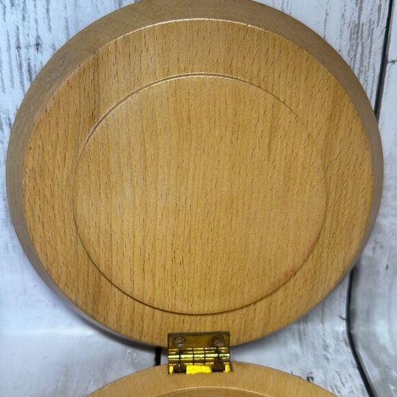 Vintage Wooden Hamburger Press Floral 5 3/4" Round Hand Painted - Picture 4 of 6
